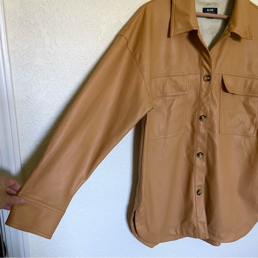 Anthropologie Maeve Faux Leather Oversized Shirt Jacket - Picture 8 of 15